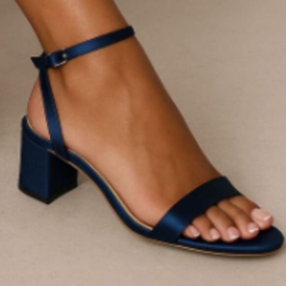 JEWEL BADGLEY MISCHKA Danni II Block Heel Sandal Sz 9 Navy Blue Evening Shoe NEW - Picture 12 of 13